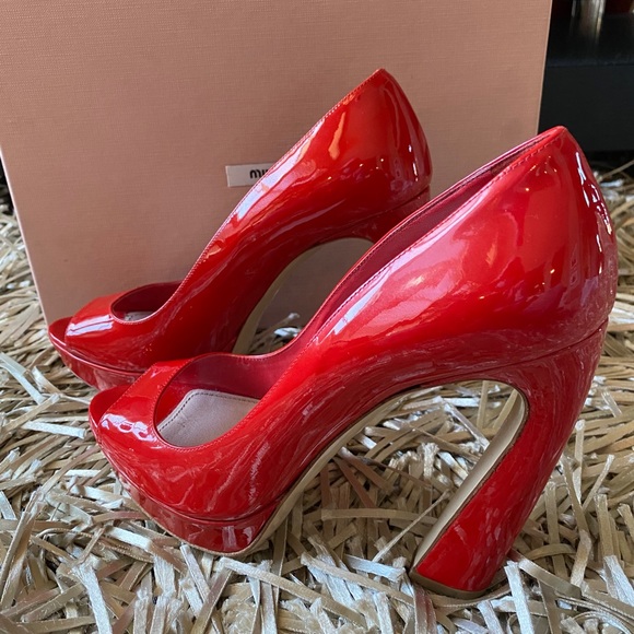 Miu Miu Shoes - Miu Miu Peep Toe Platform Pumps
